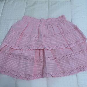 Pink Tiered Lace Skirt